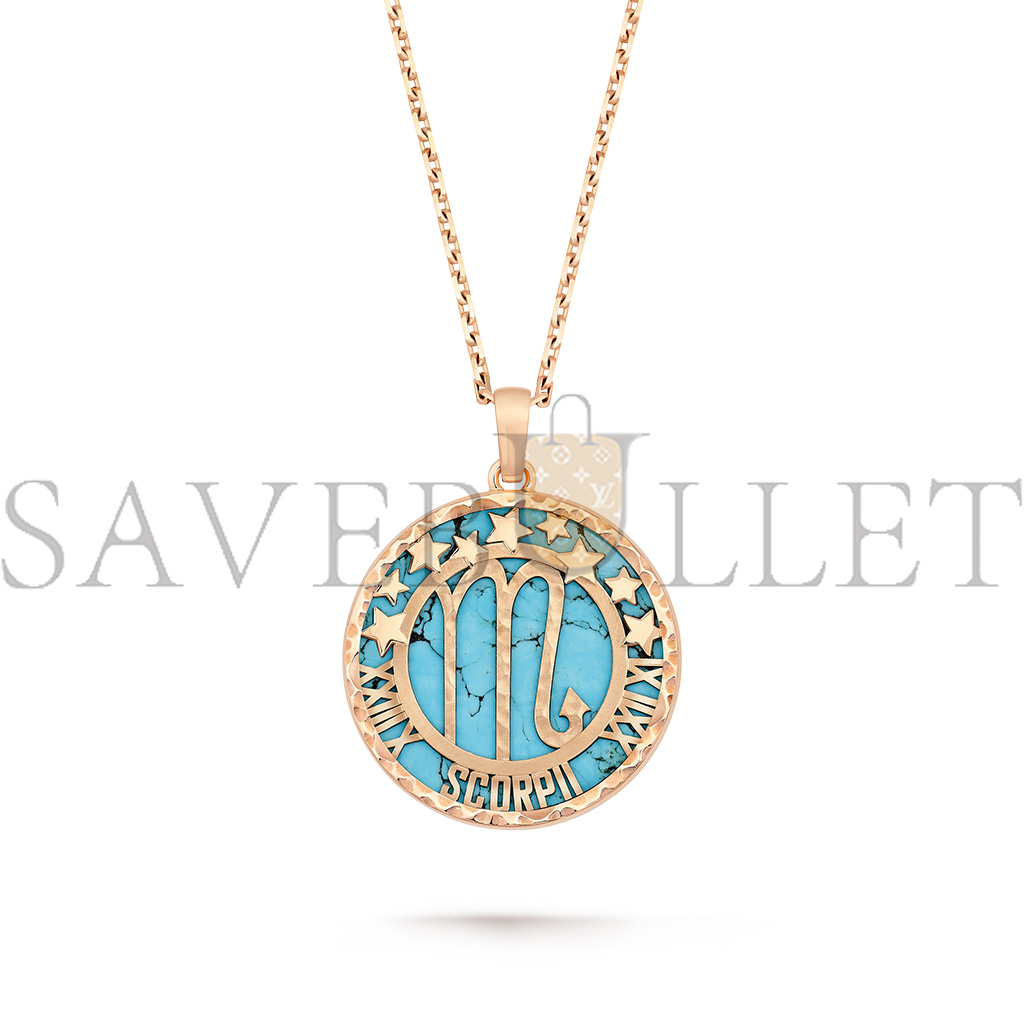 V*N CL*F arpels zodiaque long necklace scorpii (scorpio) - rose gold, turquoise  vcarp9rh00